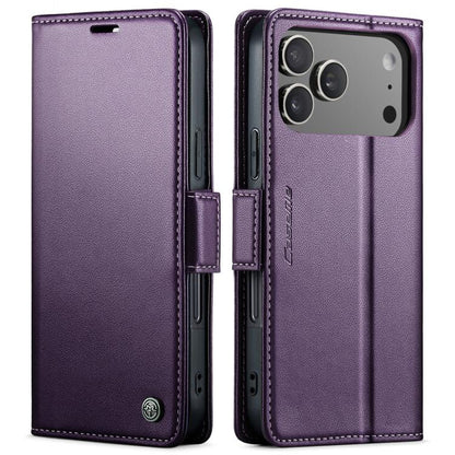 CaseMe 023 Butterfly Buckle Litchi Texture RFID Anti-theft Leather Phone Case, For iPhone 17e / 16e, For iPhone 17 Pro Max, For iPhone 17 Pro, For iPhone 17, For iPhone Air, For iPhone 16 Pro Max, For iPhone 16 Pro, For iPhone 16 Plus, For iPhone 16