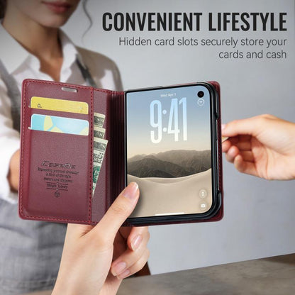 CaseMe 023 Butterfly Buckle Litchi Texture RFID Anti-theft Leather Phone Case, For iPhone Duo, For iPhone 17, For iPhone Air, For iPhone 16 Pro Max, For iPhone 16 Pro, For iPhone 16 Plus, For iPhone 16, For iPhone 18 Pro / 17 Pro                       ...