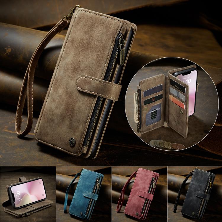 CaseMe C30 Card Slots Zipper Wallet Leather Phone Case, For iPhone 17e / 16e, For iPhone 17 Pro Max, For iPhone 17 Pro, For iPhone 17, For iPhone Air, For iPhone 16 Pro Max, For iPhone 16 Pro, For iPhone 16 Plus, For iPhone 16