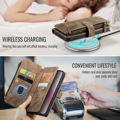 CaseMe C30 Card Slots Zipper Wallet Leather Phone Case, For iPhone 17e / 16e, For iPhone 17 Pro Max, For iPhone 17 Pro, For iPhone 17, For iPhone Air, For iPhone 16 Pro Max, For iPhone 16 Pro, For iPhone 16 Plus, For iPhone 16