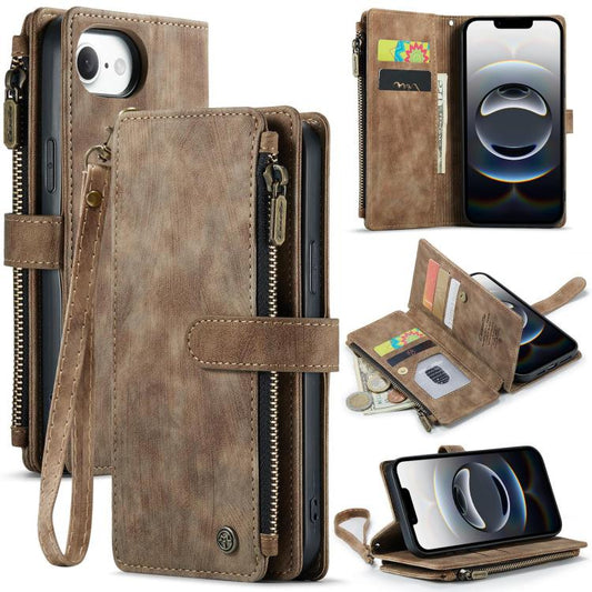 CaseMe C30 Card Slots Zipper Wallet Leather Phone Case, For iPhone 17e / 16e, For iPhone 17 Pro Max, For iPhone 17 Pro, For iPhone 17, For iPhone Air, For iPhone 16 Pro Max, For iPhone 16 Pro, For iPhone 16 Plus, For iPhone 16