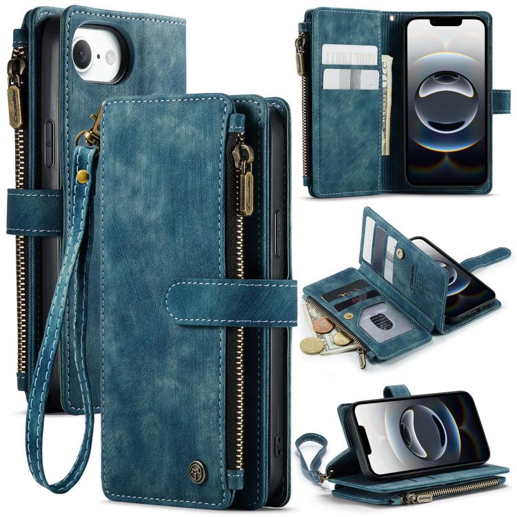 CaseMe C30 Card Slots Zipper Wallet Leather Phone Case, For iPhone 17e / 16e, For iPhone 17 Pro Max, For iPhone 17 Pro, For iPhone 17, For iPhone Air, For iPhone 16 Pro Max, For iPhone 16 Pro, For iPhone 16 Plus, For iPhone 16