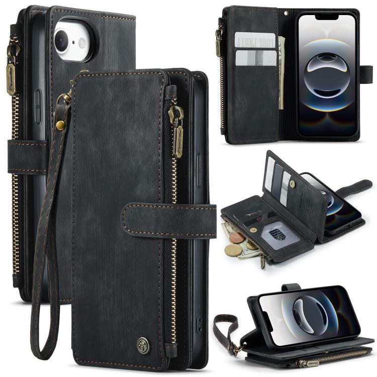 CaseMe C30 Card Slots Zipper Wallet Leather Phone Case, For iPhone 17e / 16e, For iPhone 17 Pro Max, For iPhone 17 Pro, For iPhone 17, For iPhone Air, For iPhone 16 Pro Max, For iPhone 16 Pro, For iPhone 16 Plus, For iPhone 16