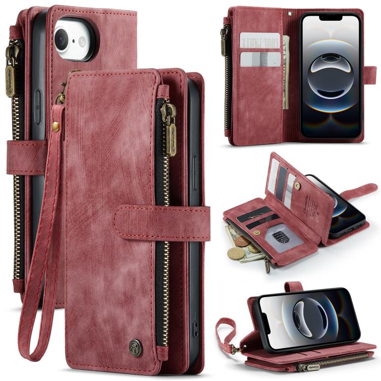 CaseMe C30 Card Slots Zipper Wallet Leather Phone Case, For iPhone 17e / 16e, For iPhone 17 Pro Max, For iPhone 17 Pro, For iPhone 17, For iPhone Air, For iPhone 16 Pro Max, For iPhone 16 Pro, For iPhone 16 Plus, For iPhone 16