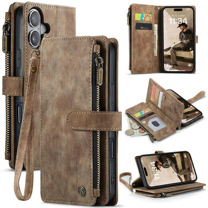 CaseMe C30 Card Slots Zipper Wallet Leather Phone Case, For iPhone 17e / 16e, For iPhone 17 Pro Max, For iPhone 17 Pro, For iPhone 17, For iPhone Air, For iPhone 16 Pro Max, For iPhone 16 Pro, For iPhone 16 Plus, For iPhone 16