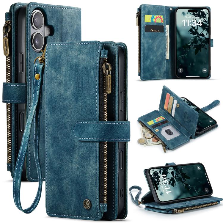 CaseMe C30 Card Slots Zipper Wallet Leather Phone Case, For iPhone 17e / 16e, For iPhone 17 Pro Max, For iPhone 17 Pro, For iPhone 17, For iPhone Air, For iPhone 16 Pro Max, For iPhone 16 Pro, For iPhone 16 Plus, For iPhone 16
