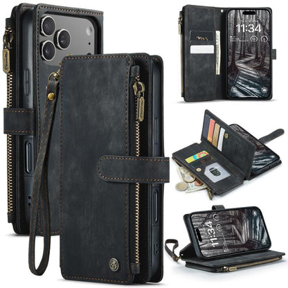 CaseMe C30 Card Slots Zipper Wallet Leather Phone Case, For iPhone 17e / 16e, For iPhone 17 Pro Max, For iPhone 17 Pro, For iPhone 17, For iPhone Air, For iPhone 16 Pro Max, For iPhone 16 Pro, For iPhone 16 Plus, For iPhone 16