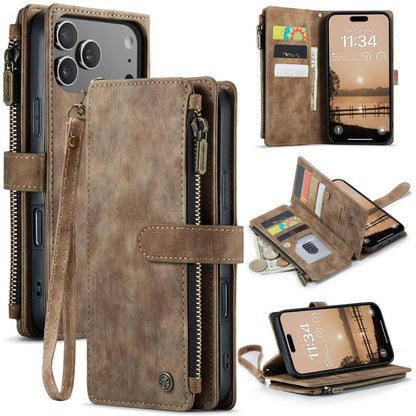 CaseMe C30 Card Slots Zipper Wallet Leather Phone Case, For iPhone 17e / 16e, For iPhone 17 Pro Max, For iPhone 17 Pro, For iPhone 17, For iPhone Air, For iPhone 16 Pro Max, For iPhone 16 Pro, For iPhone 16 Plus, For iPhone 16