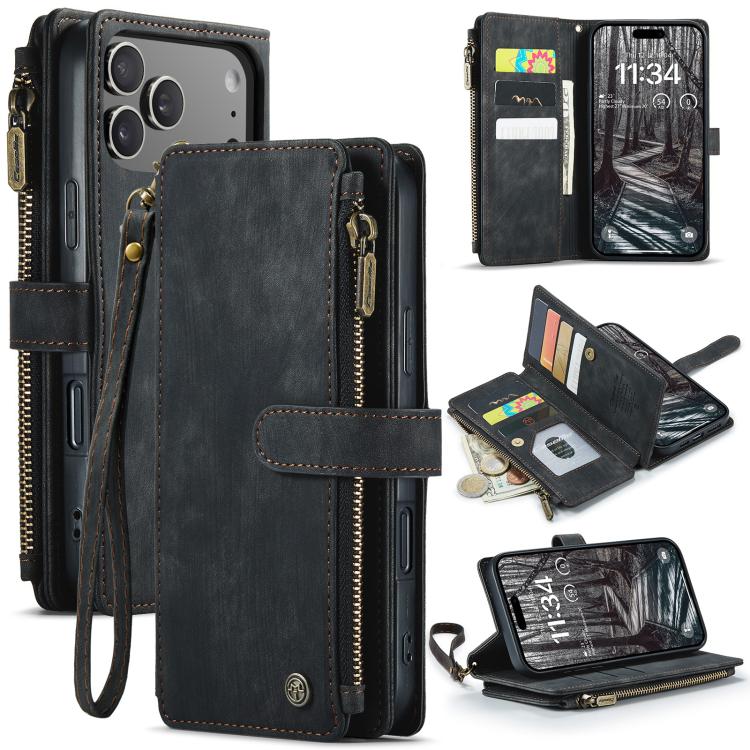 CaseMe C30 Card Slots Zipper Wallet Leather Phone Case, For iPhone 17e / 16e, For iPhone 17 Pro Max, For iPhone 17 Pro, For iPhone 17, For iPhone Air, For iPhone 16 Pro Max, For iPhone 16 Pro, For iPhone 16 Plus, For iPhone 16