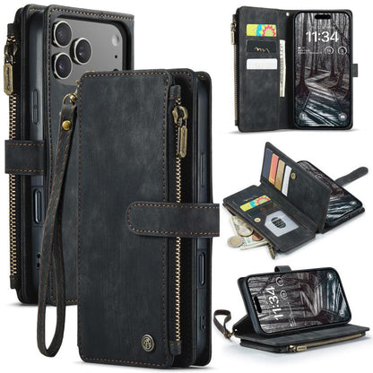 CaseMe C30 Card Slots Zipper Wallet Leather Phone Case, For iPhone 17e / 16e, For iPhone 17 Pro Max, For iPhone 17 Pro, For iPhone 17, For iPhone Air, For iPhone 16 Pro Max, For iPhone 16 Pro, For iPhone 16 Plus, For iPhone 16
