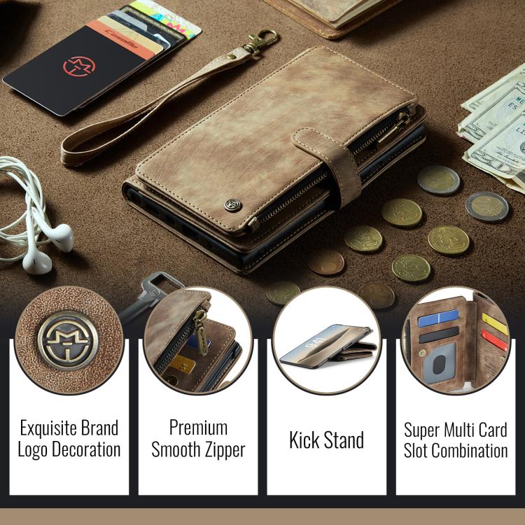 CaseMe C30 Card Slots Zipper Wallet Leather Phone Case, For iPhone Duo, For iPhone 17, For iPhone Air, For iPhone 16 Pro Max, For iPhone 16 Pro, For iPhone 16 Plus, For iPhone 16, For iPhone 18 Pro / 17 Pro, For iPhone 18 Pro Max / 17 Pro Max          ...