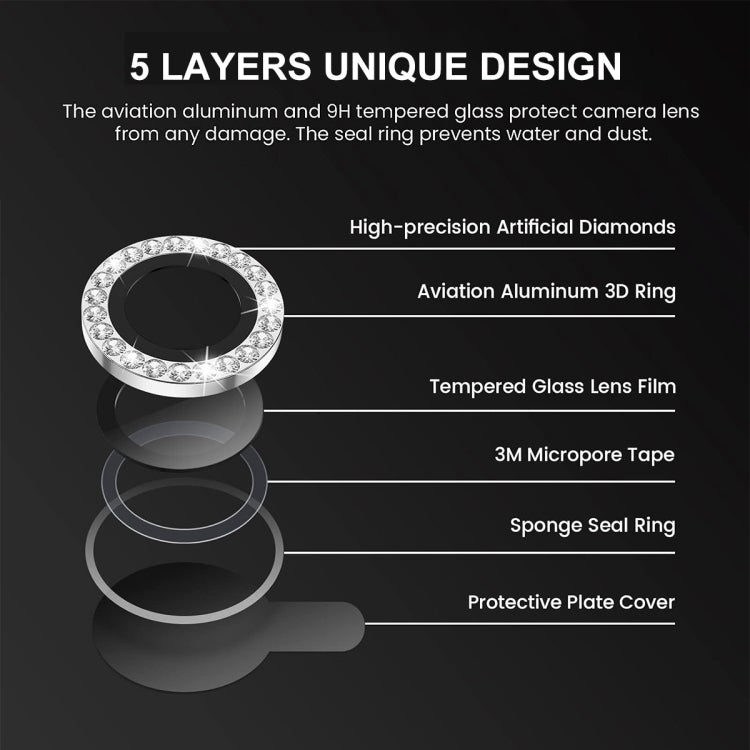 ENKAY AR Anti-reflection Individual Diamond Ring Camera Lens Glass Full Film, For iPhone 16 Pro / 16 Pro Max
