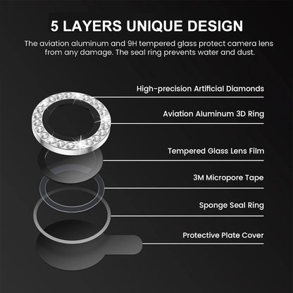 ENKAY AR Anti-reflection Individual Diamond Ring Camera Lens Glass Full Film, For iPhone 16 Pro / 16 Pro Max