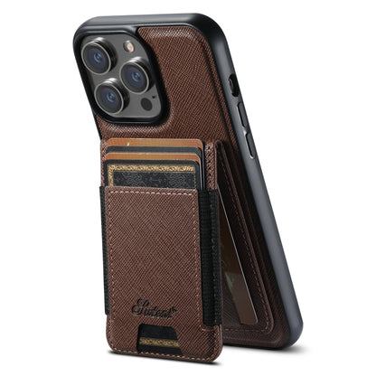 Suteni H17 Cross Grain Leather MagSafe Detachable Wallet Phone Case, For iPhone 17 Pro Max, For iPhone 17 Pro, For iPhone 17, For iPhone Air, For iPhone 16 Pro Max, For iPhone 16 Pro, For iPhone 16 Plus, For iPhone 16, For iPhone 15 Pro Max            ...
