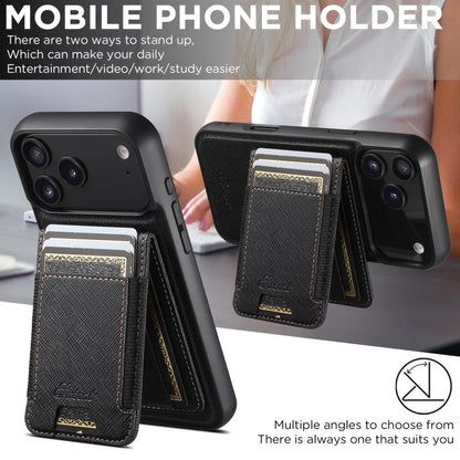 Suteni H17 Cross Grain Leather MagSafe Detachable Wallet Phone Case, For iPhone 17 Pro Max, For iPhone 17 Pro, For iPhone 17, For iPhone Air, For iPhone 16 Pro Max, For iPhone 16 Pro, For iPhone 16 Plus, For iPhone 16, For iPhone 15 Pro Max            ...