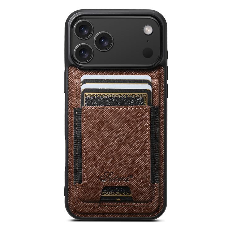 Suteni H17 Cross Grain Leather MagSafe Detachable Wallet Phone Case, For iPhone 18, For iPhone 18 Pro, For iPhone 18 Pro Max, For iPhone 17 Pro Max, For iPhone 17 Pro, For iPhone 17, For iPhone Air, For iPhone 16 Pro Max, For iPhone 16 Pro             ...