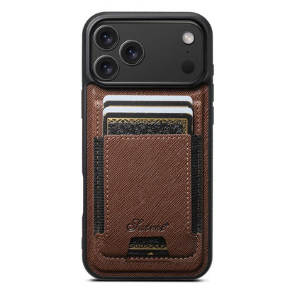 Suteni H17 Cross Grain Leather MagSafe Detachable Wallet Phone Case, For iPhone 18, For iPhone 18 Pro, For iPhone 18 Pro Max, For iPhone 17 Pro Max, For iPhone 17 Pro, For iPhone 17, For iPhone Air, For iPhone 16 Pro Max, For iPhone 16 Pro             ...