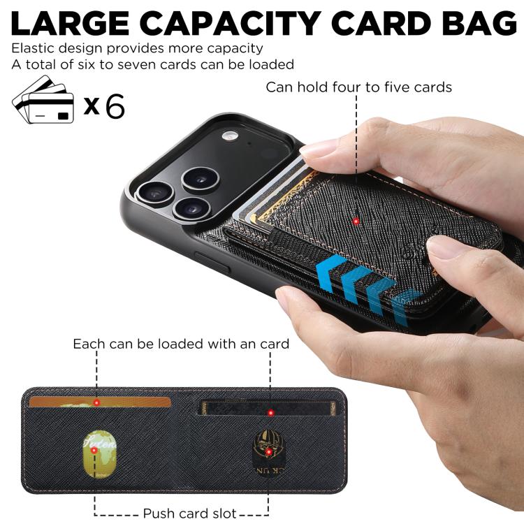 Suteni H17 Cross Grain Leather MagSafe Detachable Wallet Phone Case, For iPhone 18, For iPhone 18 Pro, For iPhone 18 Pro Max, For iPhone 17 Pro Max, For iPhone 17 Pro, For iPhone 17, For iPhone Air, For iPhone 16 Pro Max, For iPhone 16 Pro             ...