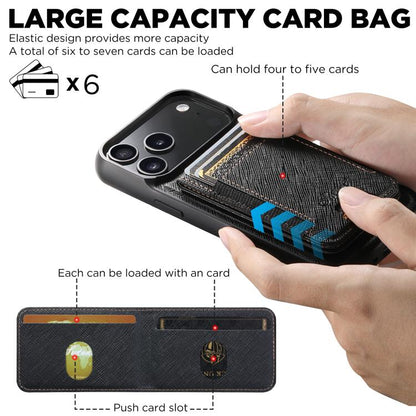Suteni H17 Cross Grain Leather MagSafe Detachable Wallet Phone Case, For iPhone 18, For iPhone 18 Pro, For iPhone 18 Pro Max, For iPhone 17 Pro Max, For iPhone 17 Pro, For iPhone 17, For iPhone Air, For iPhone 16 Pro Max, For iPhone 16 Pro             ...
