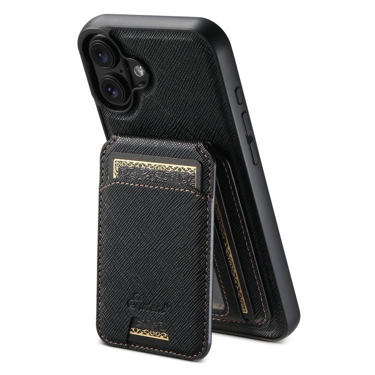 Suteni H18 Cross Grain MagSafe Wallet Leather Phone Case, For iPhone 17 Pro Max, For iPhone 17 Pro, For iPhone 17, For iPhone Air, For iPhone 16 Pro Max, For iPhone 16 Pro, For iPhone 16 Plus, For iPhone 16, For iPhone 15 Pro Max, For iPhone 15 Pro    ...