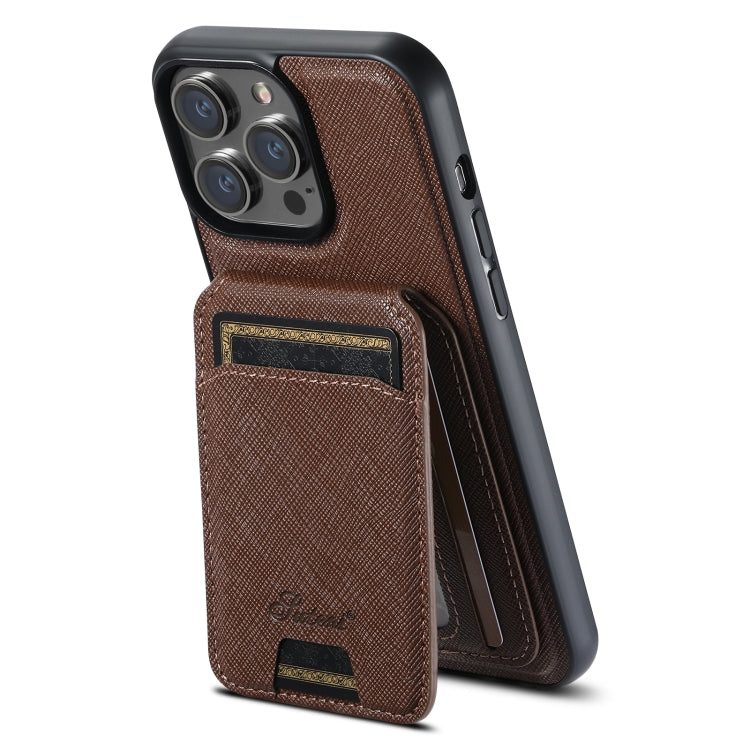 Suteni H18 Cross Grain MagSafe Wallet Leather Phone Case, For iPhone 17 Pro Max, For iPhone 17 Pro, For iPhone 17, For iPhone Air, For iPhone 16 Pro Max, For iPhone 16 Pro, For iPhone 16 Plus, For iPhone 16, For iPhone 15 Pro Max, For iPhone 15 Pro    ...