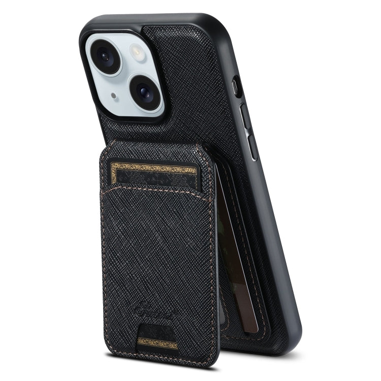 Suteni H18 Cross Grain MagSafe Wallet Leather Phone Case