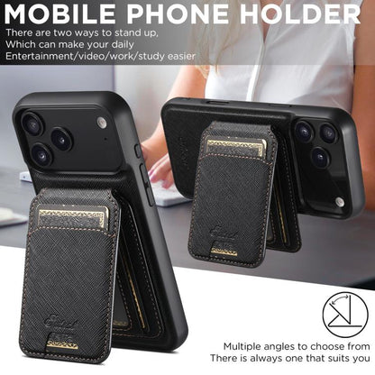 Suteni H18 Cross Grain MagSafe Wallet Leather Phone Case