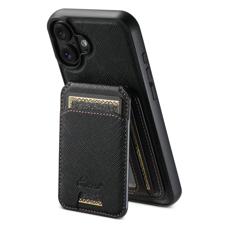 Suteni H18 Cross Grain MagSafe Wallet Leather Phone Case, For iPhone 18, For iPhone 18 Pro, For iPhone 18 Pro Max, For iPhone 17 Pro Max, For iPhone 17 Pro, For iPhone 17, For iPhone Air, For iPhone 16 Pro Max, For iPhone 16 Pro, For iPhone 16 Plus    ...