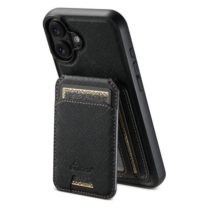 Suteni H18 Cross Grain MagSafe Wallet Leather Phone Case, For iPhone 18, For iPhone 18 Pro, For iPhone 18 Pro Max, For iPhone 17 Pro Max, For iPhone 17 Pro, For iPhone 17, For iPhone Air, For iPhone 16 Pro Max, For iPhone 16 Pro, For iPhone 16 Plus    ...