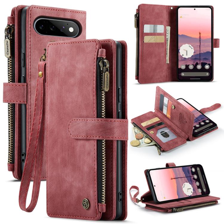 CaseMe C30 Card Slots Zipper Wallet Leather Phone Case, For Google Pixel 11 / 11 Pro, For Google Pixel 10a, For Google Pixel 9 Pro XL / 10 Pro XL, For Google Pixel 10 / 10 Pro / 9, For Google Pixel 9a, For Google Pixel 11 Pro XL