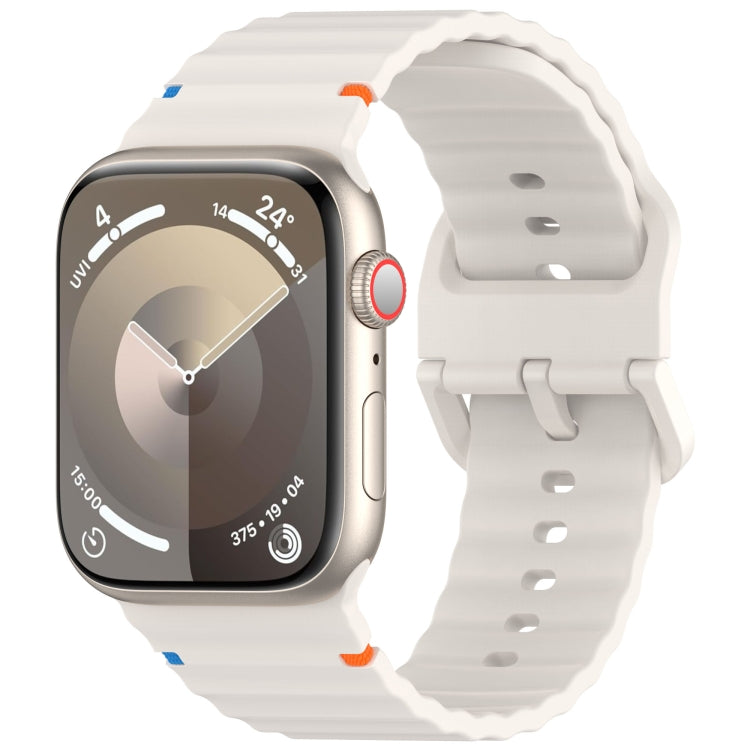 Wavy Grain Stitched Silicone Watch Band, For Apple Watch SE 2023 44mm, For Apple Watch SE 2023 40mm, For Apple Watch Ultra 2 49mm, For Apple Watch Series 9 45mm, For Apple Watch Series 9 41mm, For Apple Watch Ultra 49mm, For Apple Watch Series 8 41mm  ...