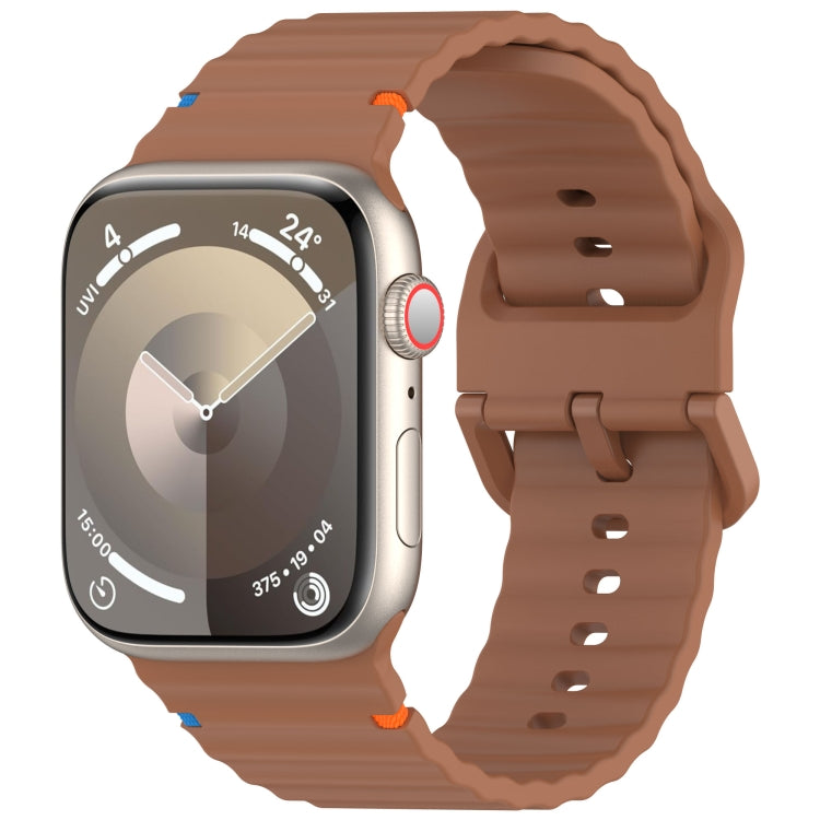 Wavy Grain Stitched Silicone Watch Band, For Apple Watch SE 2023 44mm, For Apple Watch SE 2023 40mm, For Apple Watch Ultra 2 49mm, For Apple Watch Series 9 45mm, For Apple Watch Series 9 41mm, For Apple Watch Ultra 49mm, For Apple Watch Series 8 41mm  ...