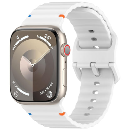 Wavy Grain Stitched Silicone Watch Band, For Apple Watch SE 2023 44mm, For Apple Watch SE 2023 40mm, For Apple Watch Ultra 2 49mm, For Apple Watch Series 9 45mm, For Apple Watch Series 9 41mm, For Apple Watch Ultra 49mm, For Apple Watch Series 8 41mm  ...