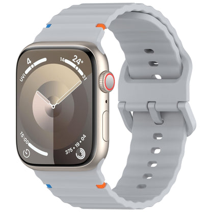 Wavy Grain Stitched Silicone Watch Band, For Apple Watch SE 2023 44mm, For Apple Watch SE 2023 40mm, For Apple Watch Ultra 2 49mm, For Apple Watch Series 9 45mm, For Apple Watch Series 9 41mm, For Apple Watch Ultra 49mm, For Apple Watch Series 8 41mm  ...