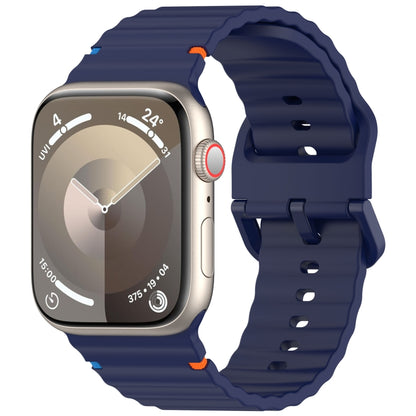 Wavy Grain Stitched Silicone Watch Band, For Apple Watch SE 2023 44mm, For Apple Watch SE 2023 40mm, For Apple Watch Ultra 2 49mm, For Apple Watch Series 9 45mm, For Apple Watch Series 9 41mm, For Apple Watch Ultra 49mm, For Apple Watch Series 8 41mm  ...