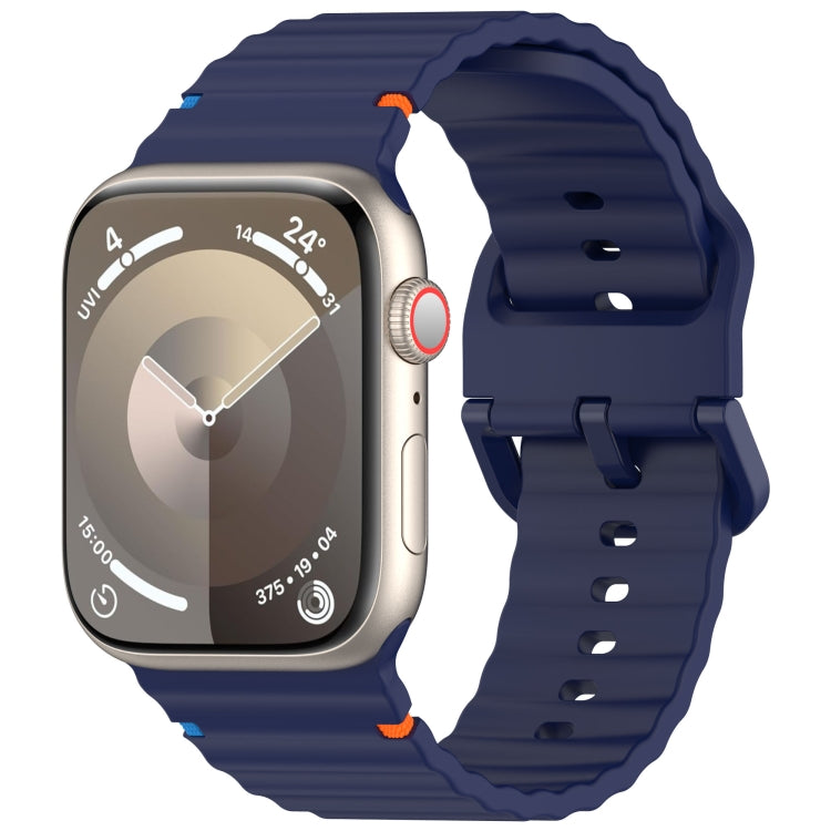 Wavy Grain Stitched Silicone Watch Band, For Apple Watch SE 2023 44mm, For Apple Watch SE 2023 40mm, For Apple Watch Ultra 2 49mm, For Apple Watch Series 9 45mm, For Apple Watch Series 9 41mm, For Apple Watch Ultra 49mm, For Apple Watch Series 8 41mm  ...