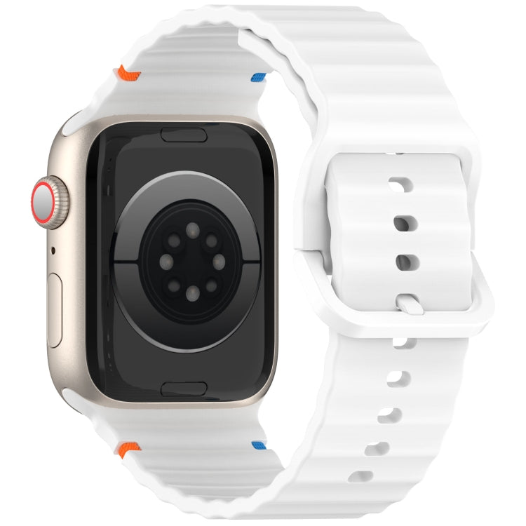 Wavy Grain Stitched Silicone Watch Band, For Apple Watch SE 2022 44mm, For Apple Watch Series 7 41mm, For Apple Watch Series 7 45mm, For Apple Watch Series 6 40mm, For Apple Watch Series 6 44mm, For Apple Watch Series 5 44mm, For Apple Watch Series 5 4...
