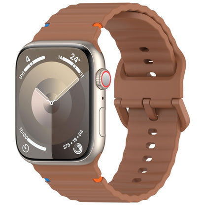 Wavy Grain Stitched Silicone Watch Band, For Apple Watch SE 2022 44mm, For Apple Watch Series 7 41mm, For Apple Watch Series 7 45mm, For Apple Watch Series 6 40mm, For Apple Watch Series 6 44mm, For Apple Watch Series 5 44mm, For Apple Watch Series 5 4...