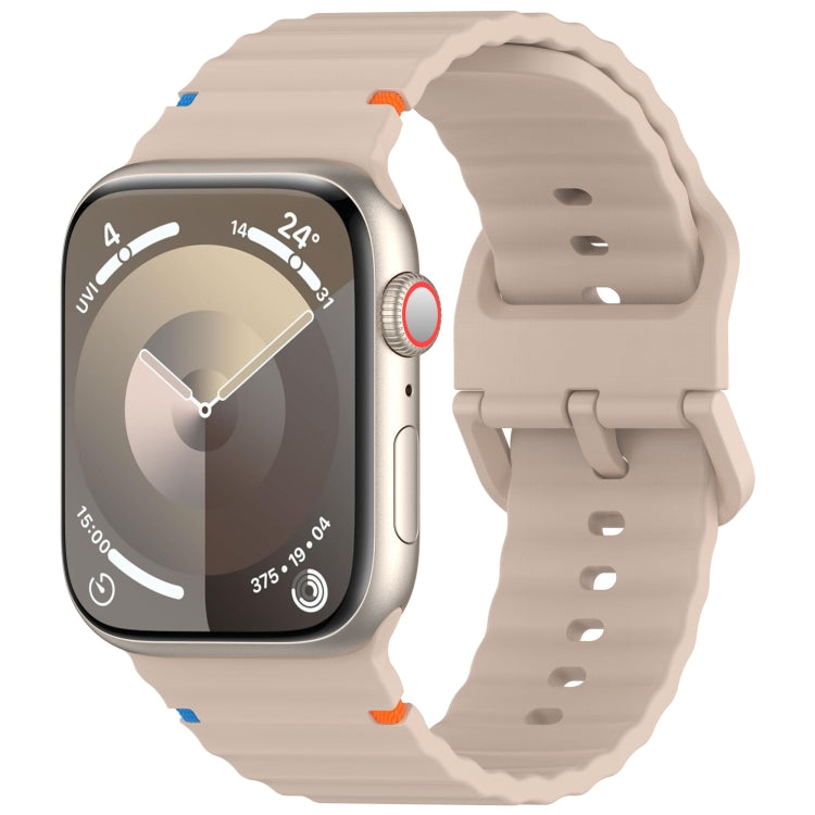 Wavy Grain Stitched Silicone Watch Band, For Apple Watch SE 2022 44mm, For Apple Watch Series 7 41mm, For Apple Watch Series 7 45mm, For Apple Watch Series 6 40mm, For Apple Watch Series 6 44mm, For Apple Watch Series 5 44mm, For Apple Watch Series 5 4...