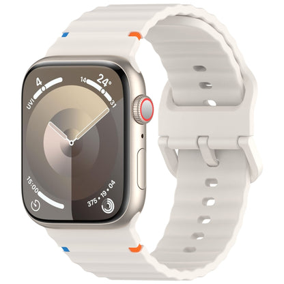 Wavy Grain Stitched Silicone Watch Band, For Apple Watch SE 2022 44mm, For Apple Watch Series 7 41mm, For Apple Watch Series 7 45mm, For Apple Watch Series 6 40mm, For Apple Watch Series 6 44mm, For Apple Watch Series 5 44mm, For Apple Watch Series 5 4...