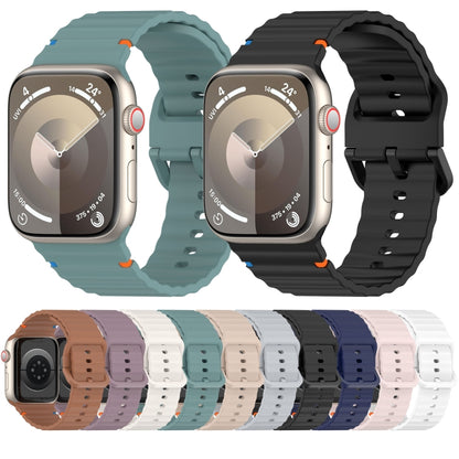 Wavy Grain Stitched Silicone Watch Band, For Apple Watch SE 2023 44mm, For Apple Watch SE 2023 40mm, For Apple Watch Ultra 2 49mm, For Apple Watch Series 9 45mm, For Apple Watch Series 9 41mm, For Apple Watch Ultra 49mm, For Apple Watch Series 8 41mm  ...