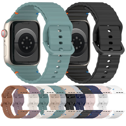 Wavy Grain Stitched Silicone Watch Band, For Apple Watch SE 2022 44mm, For Apple Watch Series 7 41mm, For Apple Watch Series 7 45mm, For Apple Watch Series 6 40mm, For Apple Watch Series 6 44mm, For Apple Watch Series 5 44mm, For Apple Watch Series 5 4...
