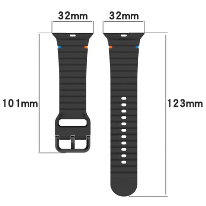 Wavy Grain Stitched Silicone Watch Band, For Apple Watch SE 2023 44mm, For Apple Watch SE 2023 40mm, For Apple Watch Ultra 2 49mm, For Apple Watch Series 9 45mm, For Apple Watch Series 9 41mm, For Apple Watch Ultra 49mm, For Apple Watch Series 8 41mm  ...