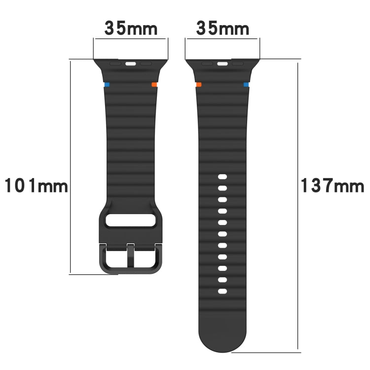 Wavy Grain Stitched Silicone Watch Band, For Apple Watch SE 2023 44mm, For Apple Watch SE 2023 40mm, For Apple Watch Ultra 2 49mm, For Apple Watch Series 9 45mm, For Apple Watch Series 9 41mm, For Apple Watch Ultra 49mm, For Apple Watch Series 8 41mm  ...