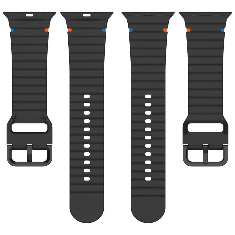 Wavy Grain Stitched Silicone Watch Band, For Apple Watch SE 2022 44mm, For Apple Watch Series 7 41mm, For Apple Watch Series 7 45mm, For Apple Watch Series 6 40mm, For Apple Watch Series 6 44mm, For Apple Watch Series 5 44mm, For Apple Watch Series 5 4...