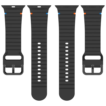 Wavy Grain Stitched Silicone Watch Band, For Apple Watch SE 2022 44mm, For Apple Watch Series 7 41mm, For Apple Watch Series 7 45mm, For Apple Watch Series 6 40mm, For Apple Watch Series 6 44mm, For Apple Watch Series 5 44mm, For Apple Watch Series 5 4...