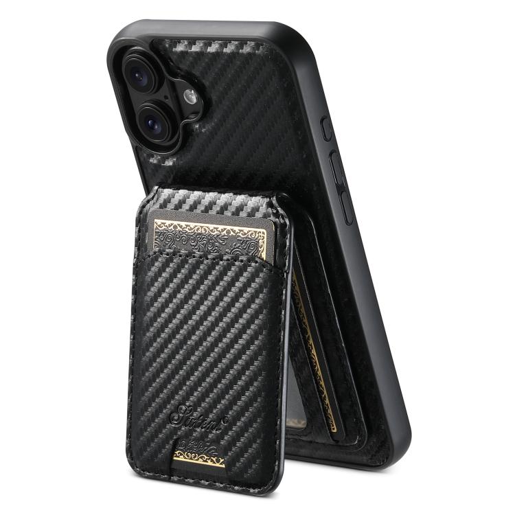 Suteni TXWH18 Carbon Fiber Texture Detachable Wallet MagSafe Phone Case, For iPhone 18, For iPhone 18 Pro, For iPhone 18 Pro Max, For iPhone 17 Pro Max, For iPhone 17 Pro, For iPhone 17, For iPhone 17 Air, For iPhone 16 Pro Max, For iPhone 16 Pro      ...