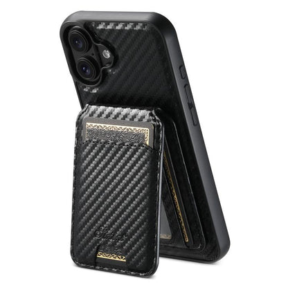 Suteni TXWH18 Carbon Fiber Texture Detachable Wallet MagSafe Phone Case, For iPhone 18, For iPhone 18 Pro, For iPhone 18 Pro Max, For iPhone 17 Pro Max, For iPhone 17 Pro, For iPhone 17, For iPhone 17 Air, For iPhone 16 Pro Max, For iPhone 16 Pro      ...
