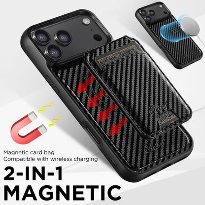Suteni TXWH18 Carbon Fiber Texture Detachable Wallet MagSafe Phone Case, For iPhone 18, For iPhone 18 Pro, For iPhone 18 Pro Max, For iPhone 17 Pro Max, For iPhone 17 Pro, For iPhone 17, For iPhone 17 Air, For iPhone 16 Pro Max, For iPhone 16 Pro      ...