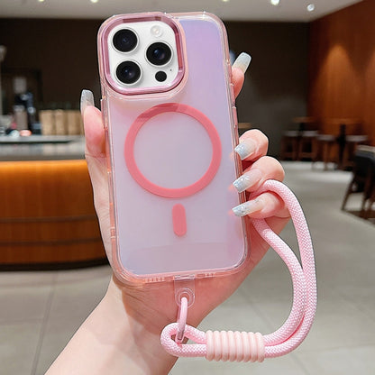 Bright Shadow  Magsafe Discoloration Phone Case with Wrist Strap, For iPhone 17 Pro Max, For iPhone 17 Pro, For iPhone 17, For iPhone Air, For iPhone 16 Pro Max, For iPhone 16 Pro, For iPhone 16 Plus, For iPhone 16, For iPhone 15 Pro Max               ...